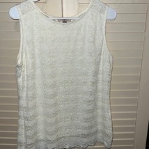 Roz &amp; Ali creme lace, sleeveless blouse, fully lined size medium - £9.18 GBP