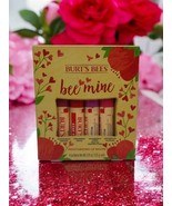 Burt&#39;s Bees Bee Mine Moisturizing Lip Balms Gift Set 4 Pom/Straw/Drag Le... - $12.86