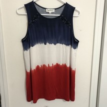 Cloud Chaser Women&#39;s Soft Patriotic Laced Grommet Embellished Tank Tunic... - £14.50 GBP