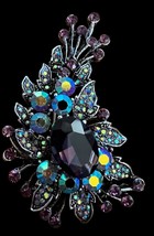 Fashion Jewelry Designer Style  Flower Cluster Pin Lavender Rhinestones - $27.88