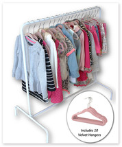 Children&#39;s Garment Rack, Children&#39; Closet Rack - Includes 10 Pink Velvet... - £45.52 GBP