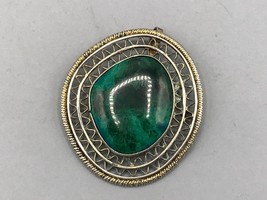 Vintage Argento Sterling Agata Verde Ciondolo Prodotto IN Israele - $73.25