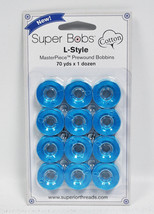 Super Bobs MasterPiece Cotton 70yd Prewound Bobbins 12ct L-Style Aquarius - £13.08 GBP