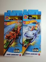 New Hot Wheels 2 Pack Bundle DINO LAUNCHER + SHARK LAUNCHER Play Sets Ag... - $24.74