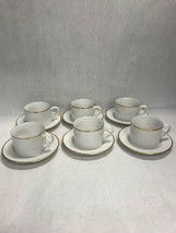 Pier One 6 sets cup saucer  white gold  Monno Bangladesh hand painted holiday - £44.30 GBP