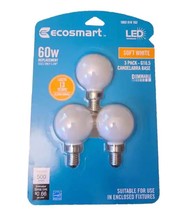EcoSmart 60-Watt G16.5 Candelabra Base Dimmable Frosted Glass LED BULB, 3 Pack - £11.15 GBP