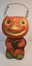 Bethany Lowe Bruce Elsass Halloween Pumpkin Holding Cat Bucket Paper Mache - $53.20