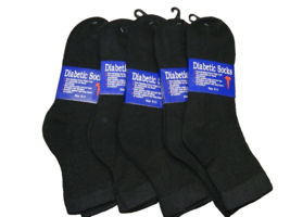 Diabetic Quarter Socks Black Men Extra Wide Cuff Non Binding Size 9-11 L... - £18.32 GBP