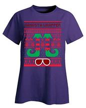 Kellyww Gangsta Wrapper Elf Christmas Gangster Rapper - Ladies T-Shirt Purple - £26.10 GBP