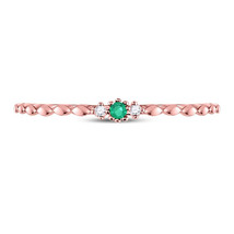 10kt Rose Gold Round Emerald Solitaire Diamond-accent Stackable Ring .03 Cttw - £64.29 GBP