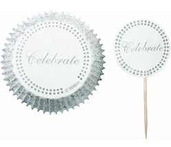Wilton Silver Celebrations Combo Baking Cups Pack 24 24 Selection Wedding Cup... - $7.25