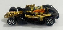 HOT WHEELS SALTFLAT RACER STING BLACK 3&quot; DIECAST RACE CAR W/ GOLD &amp; YELL... - $4.94