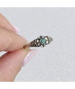 Vintage Art Deco Style 18K White Gold Ring With Natural Emerald Vintage ... - £359.26 GBP