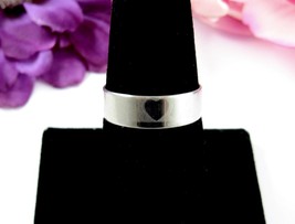 HEARTS Band RING Vintage Laser Cut Design Stainless Steel  Silvertone 9.25 - £10.25 GBP