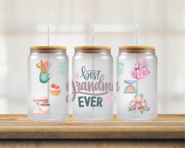 Best Grandma Ever | UV DTF 16oz Glass Can - $75.62 MXN