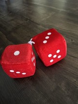 Hanging Dice Plush Accessory 50s Party Las Vegas Decorations Red w/White Dots 3” - £6.13 GBP