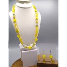 Lemony Yellow Lucite Parure, Cheerful Beads with Unique Pierced Styles o... - $48.38