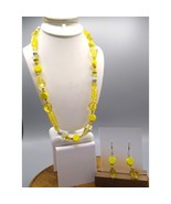 Lemony Yellow Lucite Parure, Cheerful Beads with Unique Pierced Styles o... - £38.04 GBP