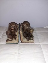 NO EVIL MONKEY BOOKENDS-- HEAR NO EVIL, SPEAK NO EVIL Vintage - $835.26 MXN