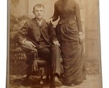Cabinet Card Photo Attractive Young Couple in Black Sigourney Iowa Beatt... - $18.66