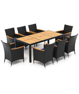 9 Pieces Outdoor Dining Set with Acacia Wood Tabletop for Garden-Navy - ... - $1,152.92 CAD