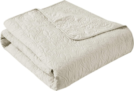 Madison Park Madison Park Luxe Quilted Throw Blanket - Damask Stitching Design,  - £34.92 GBP