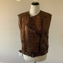 NWOT ALICE &amp; OLIVIA Wool Blend Gold Tweed Moto Vest SZ M - $148.50