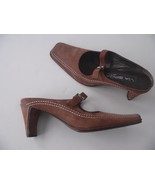 VIA SPIGA 6M mules slides heels shoes nubuck suede brown buckles leather... - £47.54 GBP