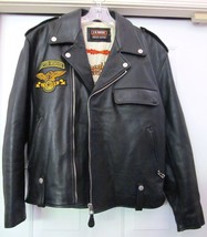 Vintage J K WORK Racing Division Leather Motorcycle Biker Jacket Italy Black XL - £177.94 GBP