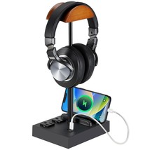 Headphone Stand Desktop Gaming Headset Holder With 2 Ac Outlets And Usb ... - £27.26 GBP