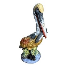 Ceramic Pelican With Fish In His Mouth Vintage Statue Figurine - $22.00