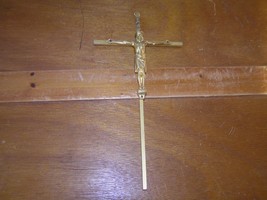 Vintage Brass Colored Metal Crucifix Religious Cross for Hanging on Wall... - £6.75 GBP