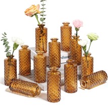 Glass Bud Vases Set Of 12, Small Diamond Bud Vases In Bulk, Mini Flowers Vases F - £43.24 GBP