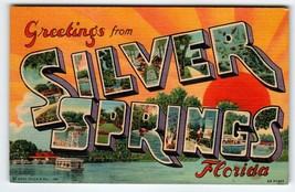 Greetings From Silver Springs Florida Large Letter Linen Postcard Unpost... - £14.27 GBP