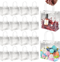 Clear Gift Bags with Handle, 16 PCS Small Plastic Gift Wrap Tote Bag Small Clear - $22.25