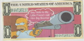 2022 The Simpsons Homer Simpson Buys a Gun one Dollar Novelty Bill yes Buy now . - £2.36 GBP