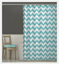 Maytex Chevron Fabric Shower Curtain Turquoise and White 70&quot;x72&quot; New - £7.72 GBP