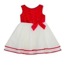 Rare Editions Baby Girls 3-6M Red/White 2 Pc Basket Weave Lined Tulle Dress NWT - £23.18 GBP