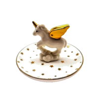 Unicorn Ring Tidbit Holder Tray White Gold Stars - £16.07 GBP