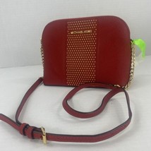 Michael Kors Cindy Crossbody Bag  Red Leather Micro Gold Studs Chain Dome  B2B - £63.20 GBP