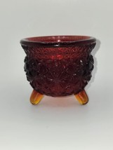 L.E. Smith Amberina Glass Footed Daisy &amp; Button Bowl - $23.14