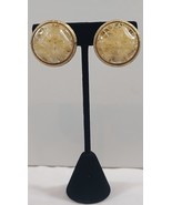Vintage CORO Yellow Gold Tone Dome Faux Rutilated Quartz Clip-On Earrings - $102.56 CAD