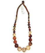 Kenneth Cole Natural Stone + Leather Necklace Large Piece Spiritual Gems... - £44.45 GBP