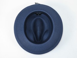 Men's Milani Straw Braided Fedora Hat Soft Crushable FDS-002 Solid Navy image 5