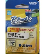 Brother P-Touch M-2312PK Standard Non-Laminated Tape, Black on White, 2 ... - £14.10 GBP