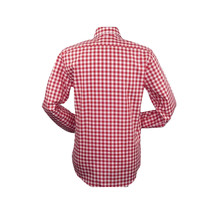 Men Oscar Banks All Cotton Shirt English Spread Collar Plaid Checker 5949 Red image 5
