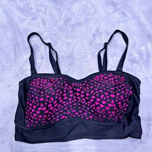 Torrid Swim Laser Cut Bandeau Swim Top Black Pink No Wire Womens Plus Size 1X - £27.58 GBP