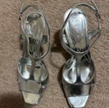 Women&#39;s Heels Nine West Silver Size 6 M 3 1/2 Inch Heel for Special Occa... - £22.37 GBP