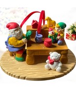Avon Christmas With Santa In The Workshop Ornament 1992 Elf Teddy Bear T... - $7.87