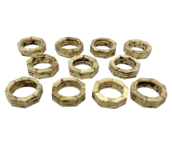 Lot of 11 Octagonal Layered Napkin Rings Beige - £15.26 GBP